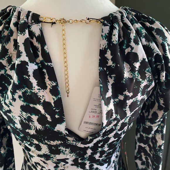 NWT Bebe animal print fully lined dress with gold chain neck detail xxs - Picture 3 of 3